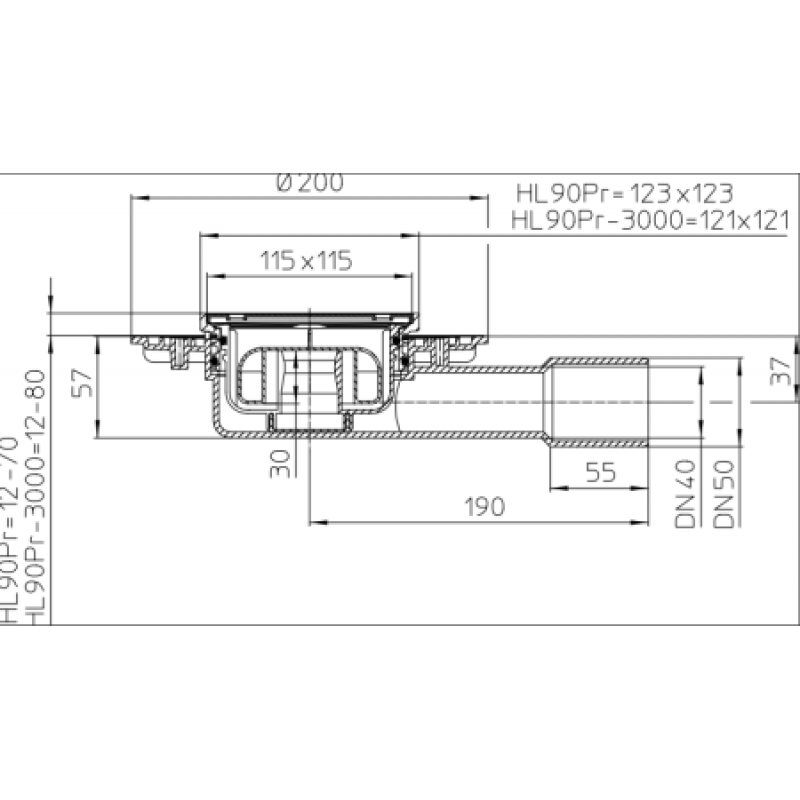 Трап горизонтальный HL90Pr