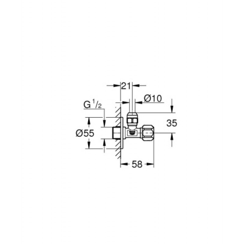 Сантехнический кран угловой Grohe 1/2х3/8 с цангою