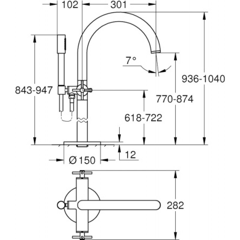 Смеситель для ванны напольный Grohe Atrio New 25044003