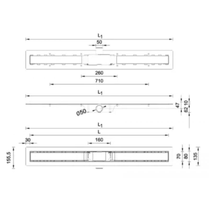Душевой канал Styron Капли STY-D-80