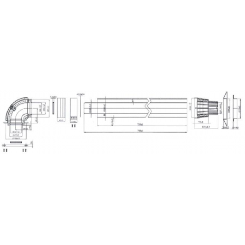 Комплект для горизонтального прохода через стену Protherm 60/100 мм (0,75 м) Для котлов Рысь