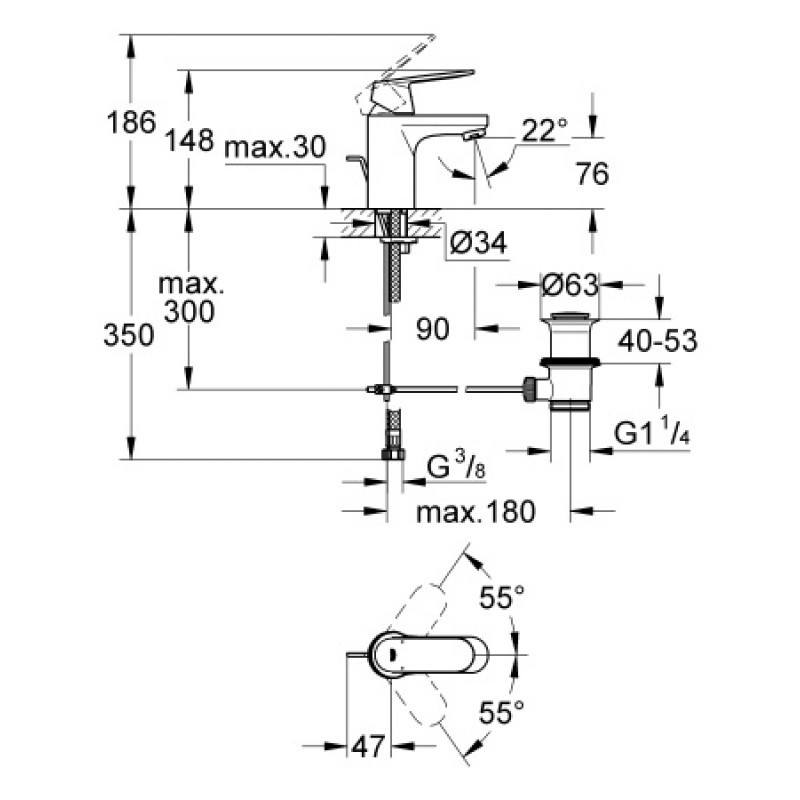 Смеситель для раковины Grohe Eurosmart Cosmopolitan 32825000
