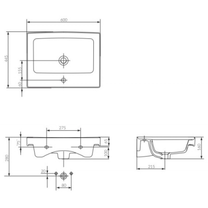 Раковина Cersanit CREA 60 см CCWF1007318215