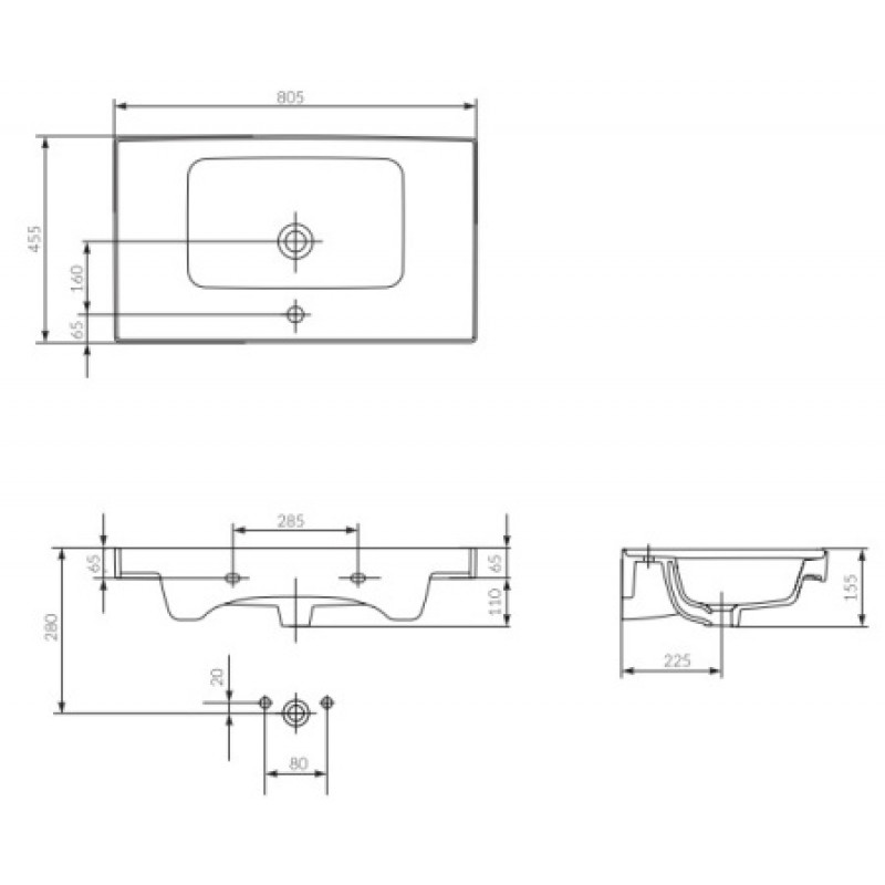 Раковина Cersanit CREA 80 см CCWF1007328215