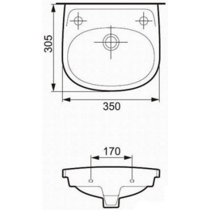 Раковина левая Cersanit Eko 350 мм CCWS1000078071