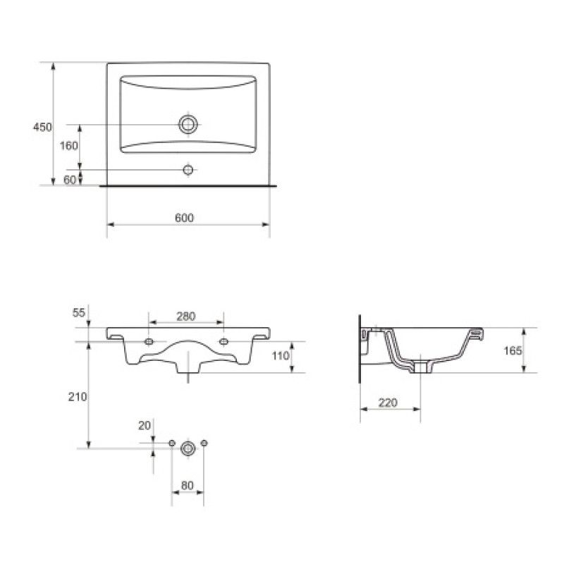 Раковина Cersanit COMO 80 см CCWF1000813618