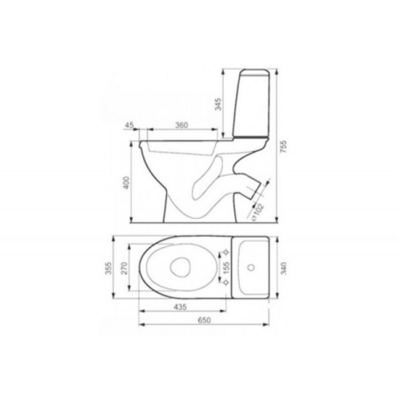 Унитаз-компакт Cersanit 53 Eko 031 3/6 + крышка полипропилен CCKZ1008068067