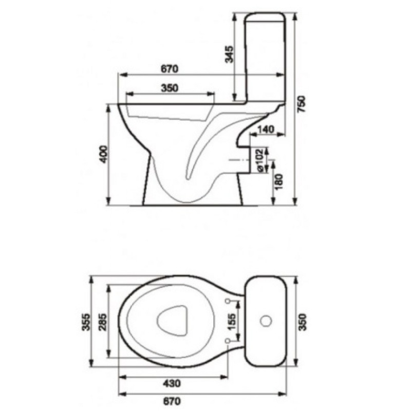 Унітаз-компакт Cersanit President 29 011 3/6 + кришка поліпропілен CCKZ1008088067