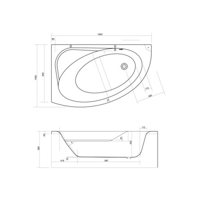 Ванна акрилова Cersanit Meza 160х100 L AZBA1000961577