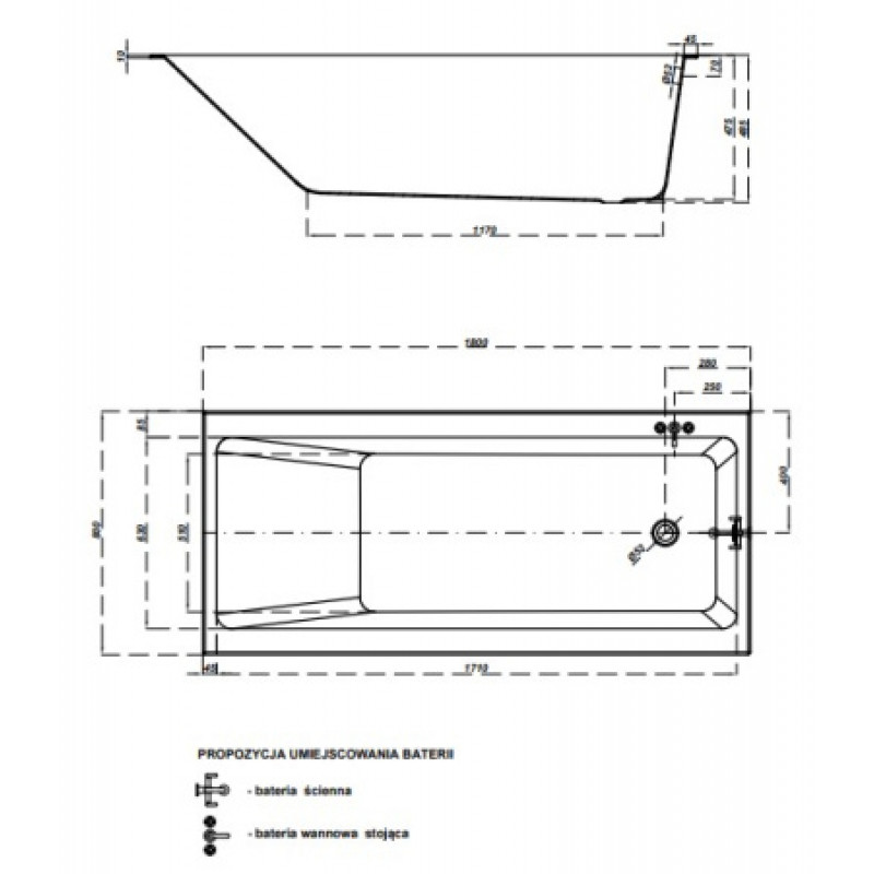 Ванна акриловая Cersanit Crea 1800x800 AZBR1002342220