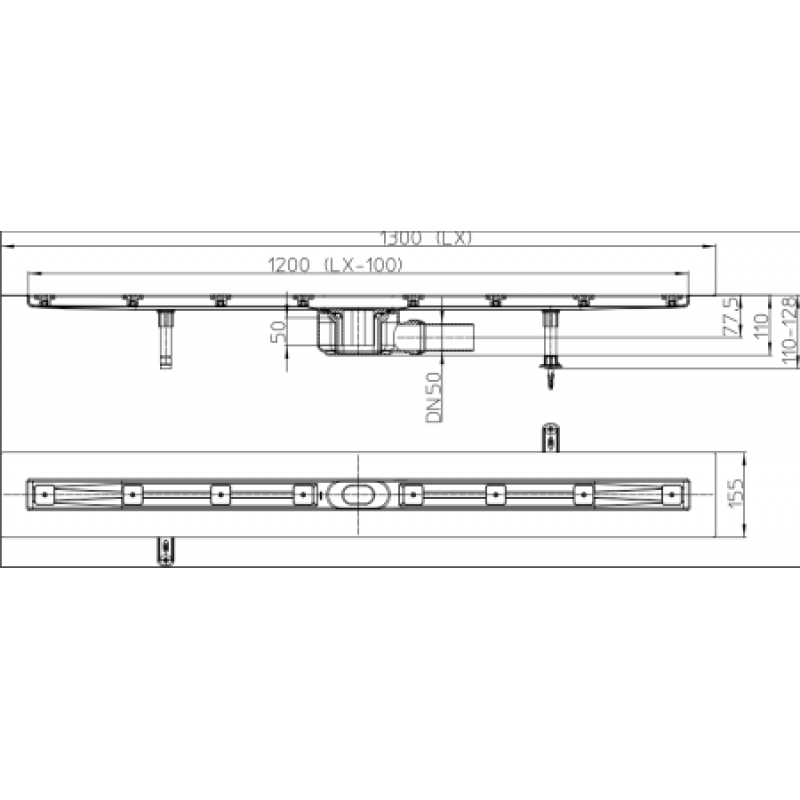Душевой канал HL без решетки HL50F.0/130