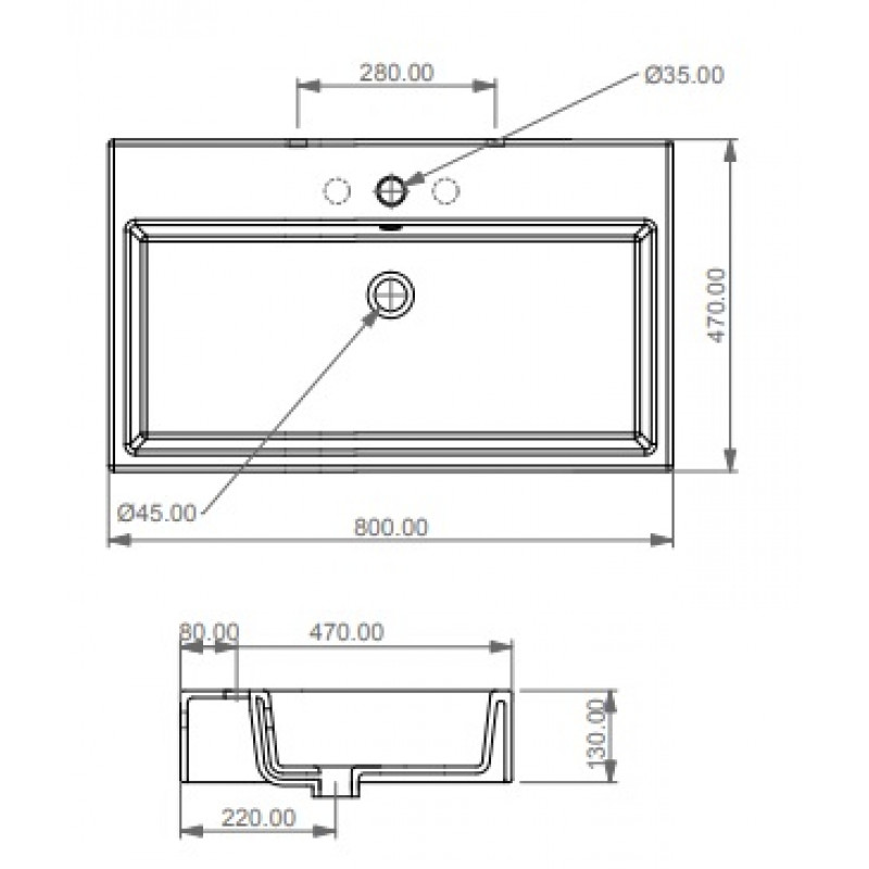 Раковина GSG Box 800x470 QULAV80 000