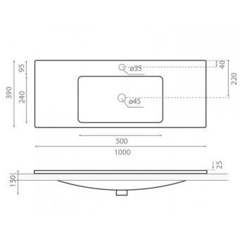 Раковина Bathco California 1000x390x150 мм 4032