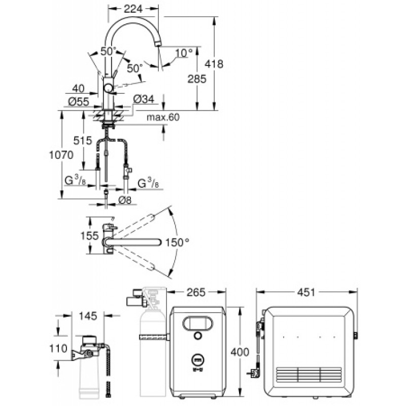 Стартовый комплект Grohe Blue Professional 31323002