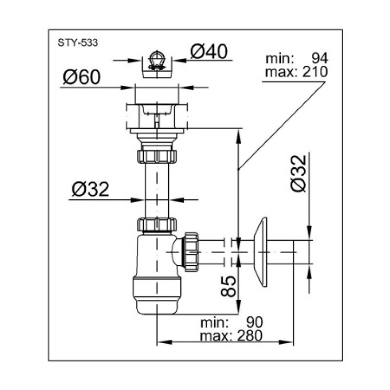 Сифон для умывальника Grohe STY-533