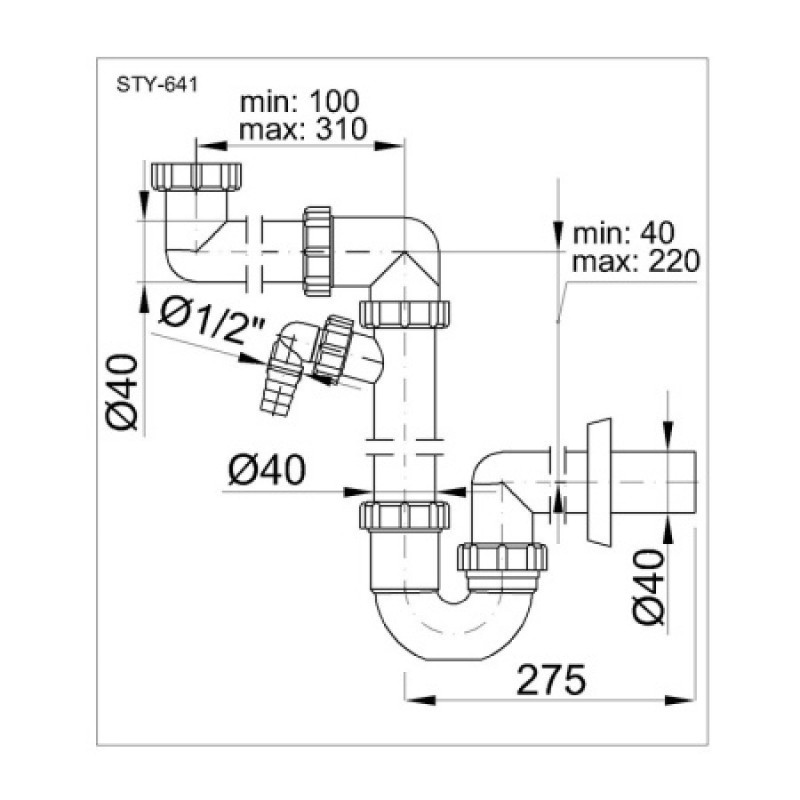 Сифон Styron для установки над стиральной машиной STY-641