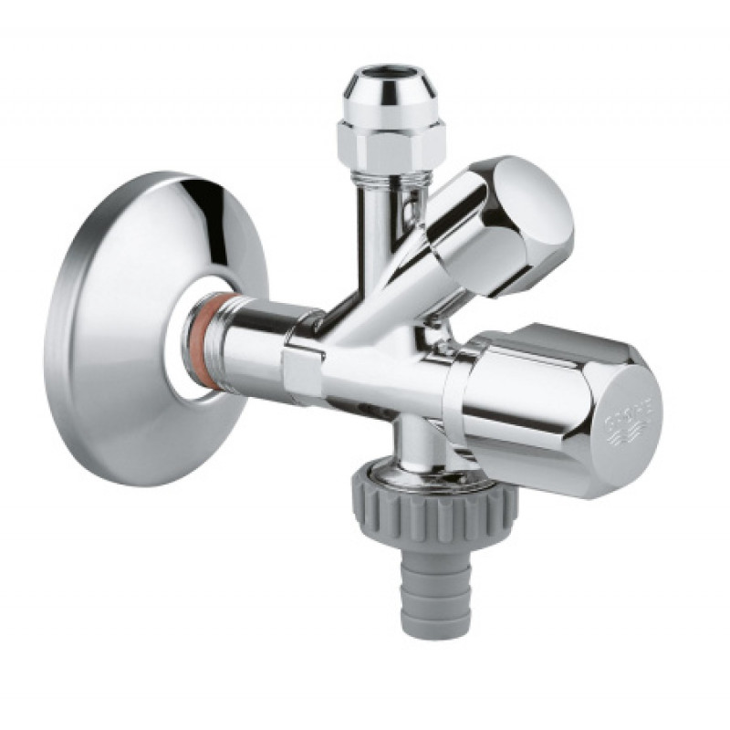 Комбінований кутовий вентиль Grohe 1/2", вихід 3/8, 3/4