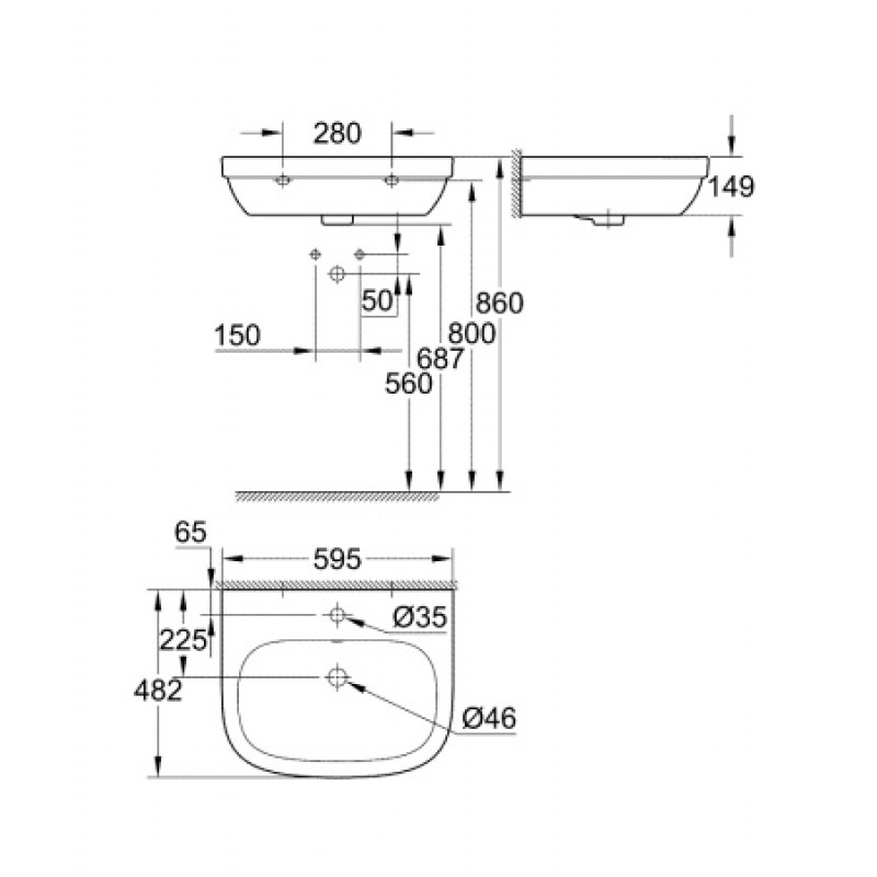 Раковина Grohe Euro Ceramic 60 см 39335000