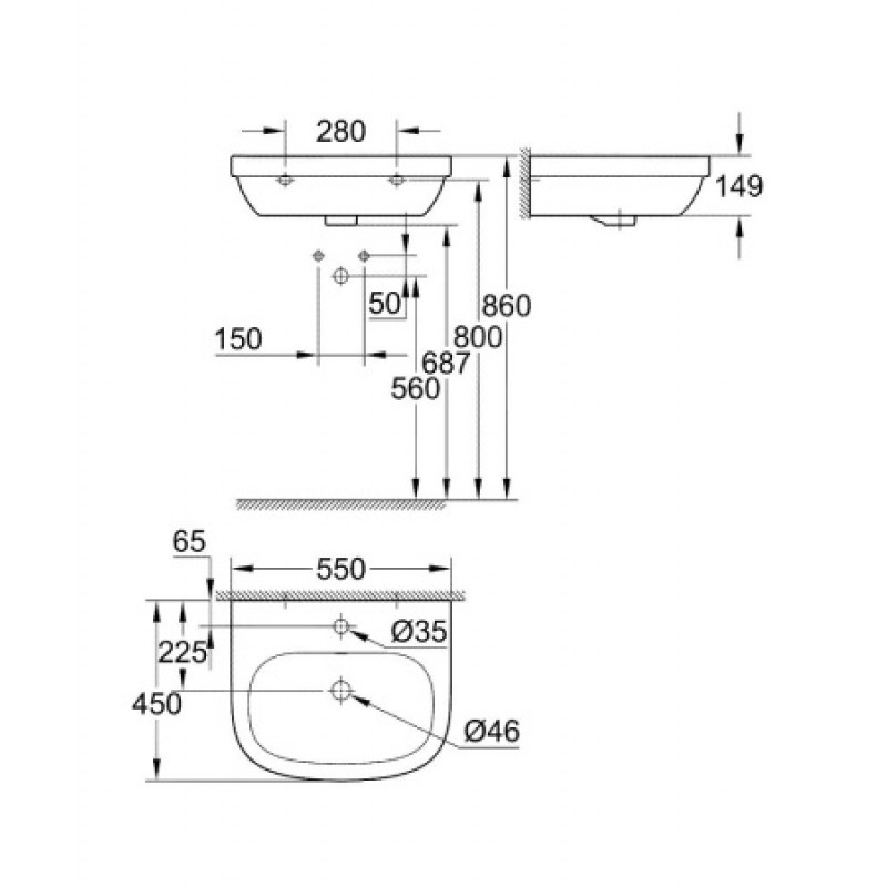 Раковина Grohe Euro Ceramic 550 мм 39336000