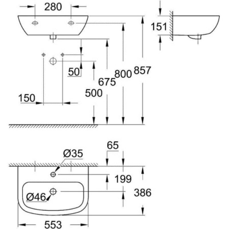 Раковина Grohe Bau Ceramic 550 мм 39440000