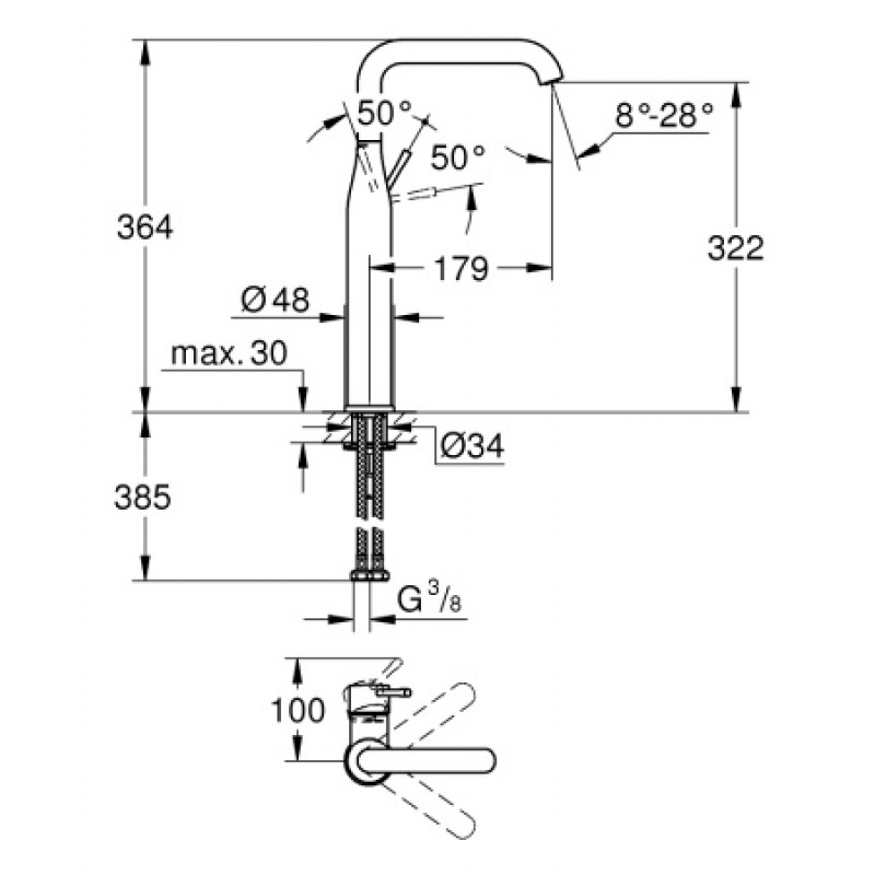 Смеситель для раковины Grohe Essence XL 32901001