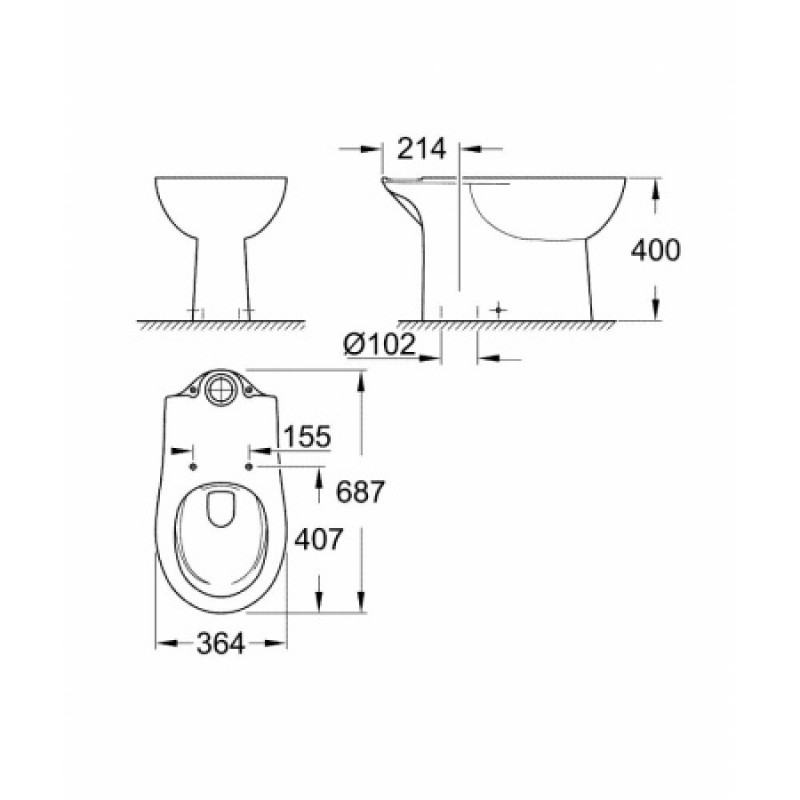 Чаша унітазу (без бачка) Grohe Bau Ceramic 39429000