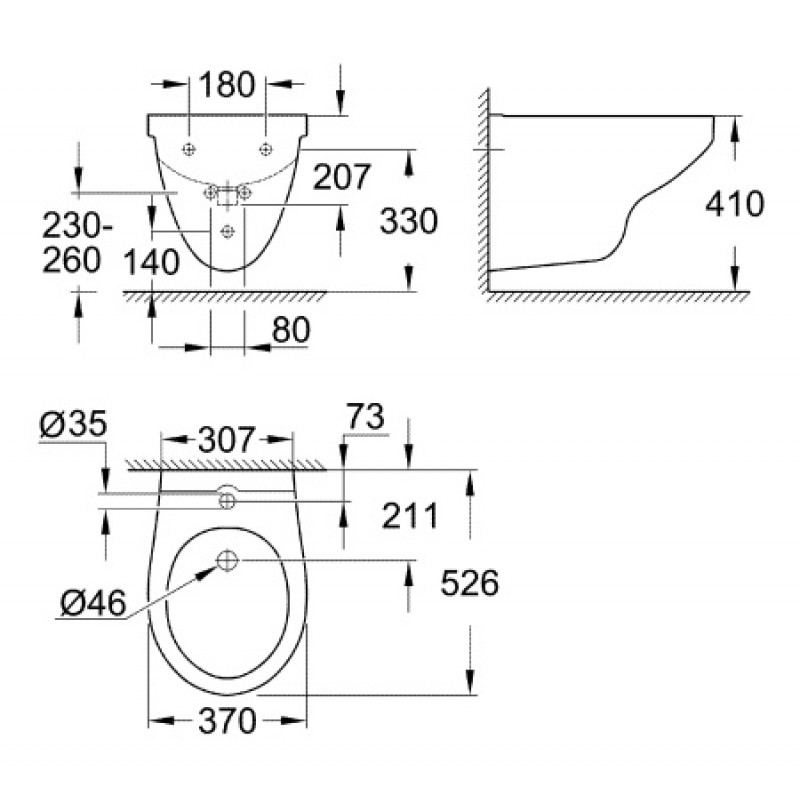 Биде подвесное Grohe Bau Ceramic 39433000