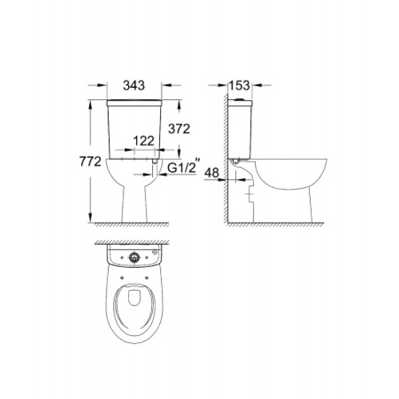 Бачок Grohe Bau Ceramic нижний подвод 39436000