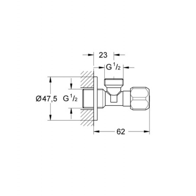 Сантехнічний кран кутовий Grohe 1/2х1/2 (упаковка 10 шт)