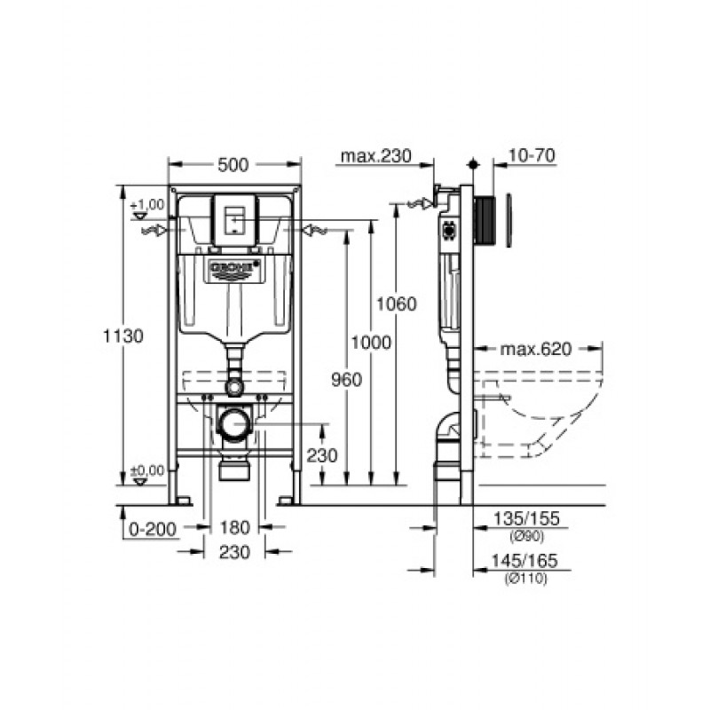 Инсталляция для унитаза 5 в 1 Grohe Rapid SL 38827000