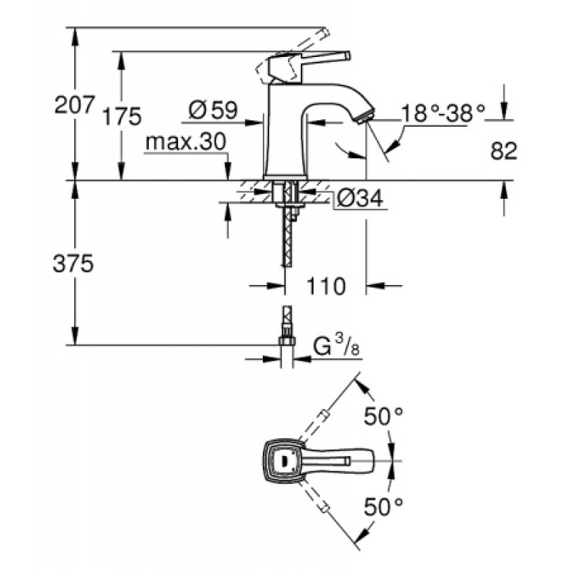 Змішувач для раковини Grohe Grandera M 23310IG0