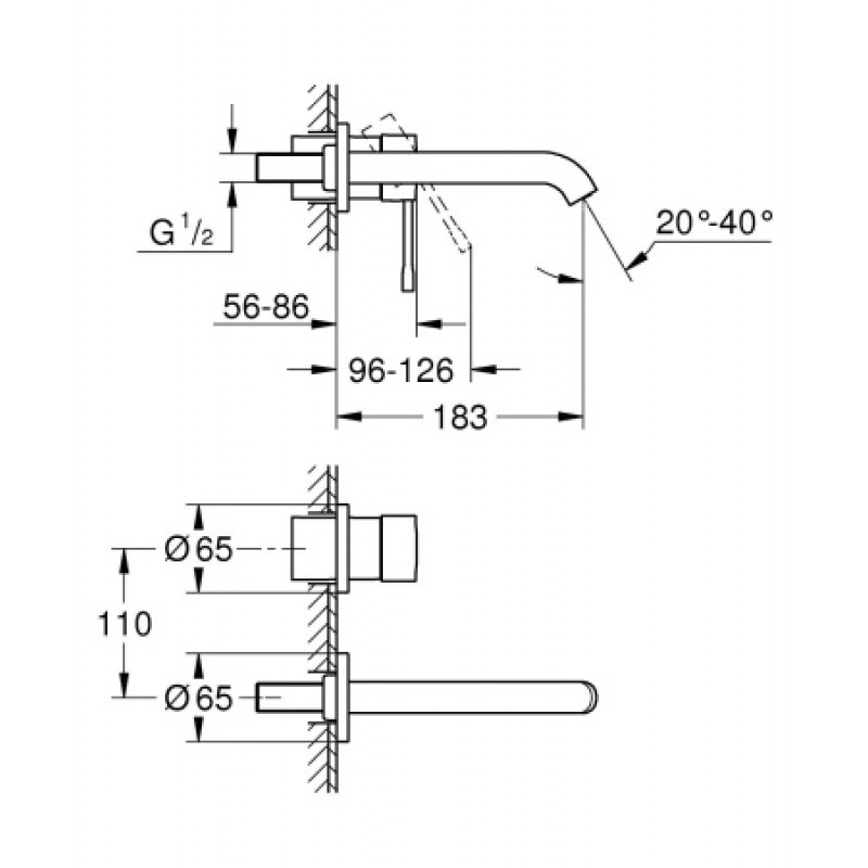 Смеситель для раковины встроенный Grohe Essence M (наружная часть) 19408001
