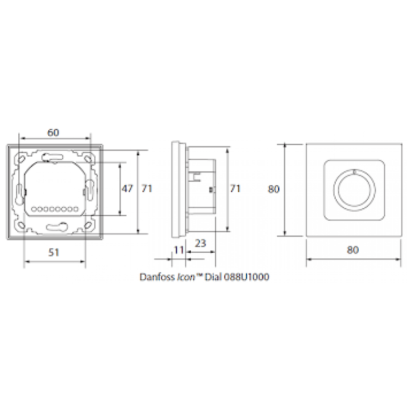 Комнатный термостат Danfoss Icon Dial In-wall 230 В 088U1000