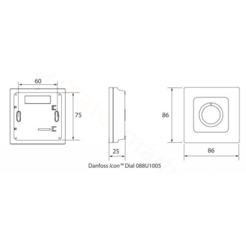 Кімнатний термостат Danfoss Icon Dial On-wall 230 В 088U1005