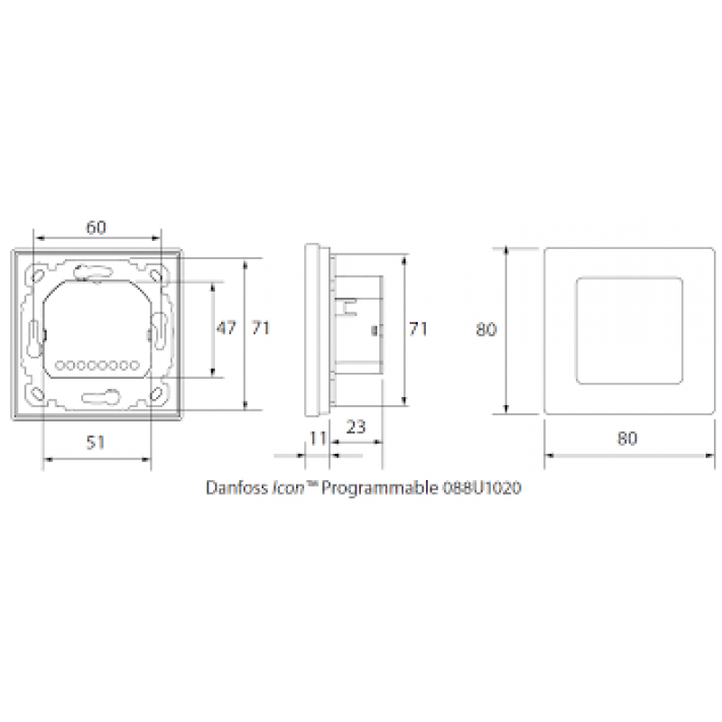 Комнатный термостат Danfoss Icon Programm In-wall 230 В 088U1020