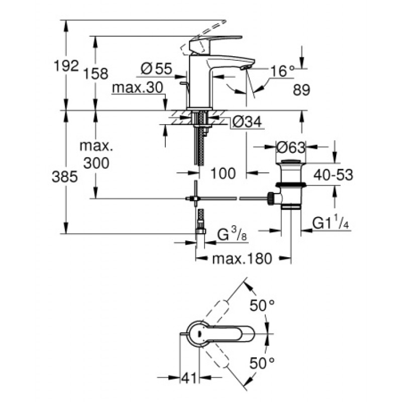 Змішувач для раковини Grohe Eurostyle Cosmopolitan 23037002
