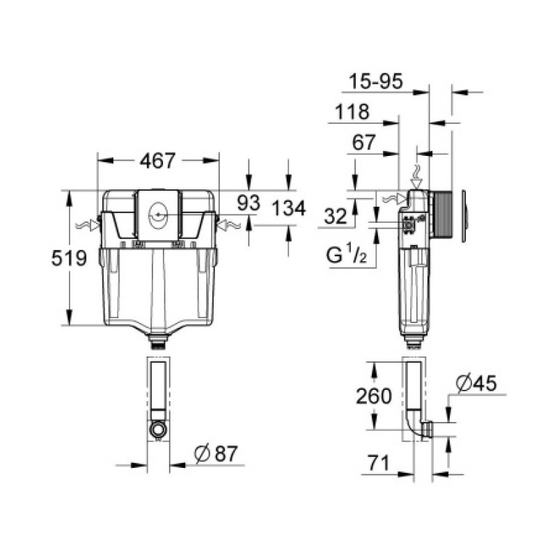 Комплект с накладной панелью Grohe GD2 Skate Air 38895000