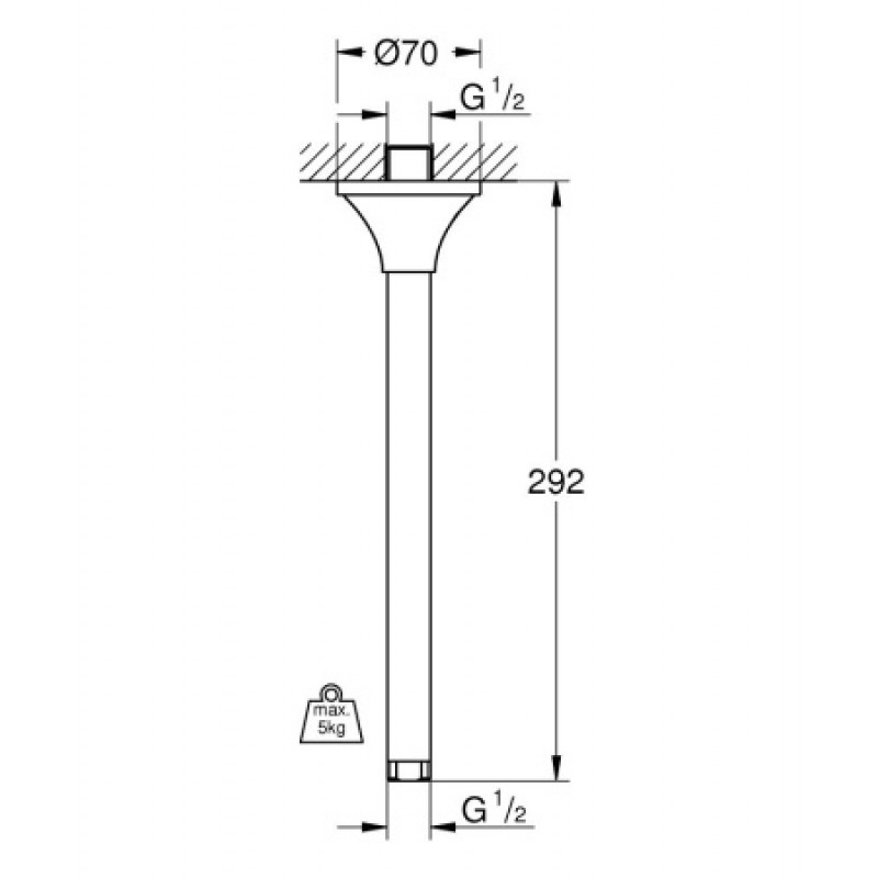 Потолочный кронштейн Grohe Rainshower Grandera 292 мм 27982IG0