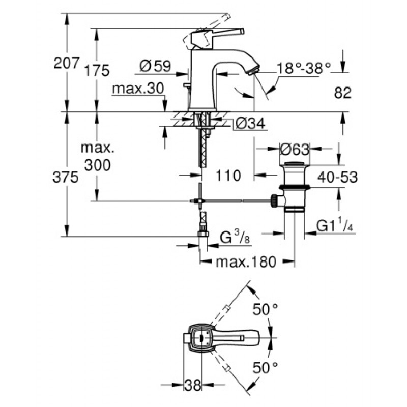Змішувач для раковини Grohe Grandera 23303000