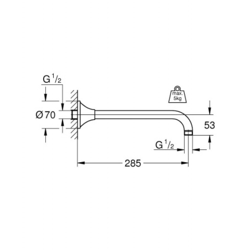 Настенный кронштейн Grohe Rainshower Grandera 285 мм 27986000