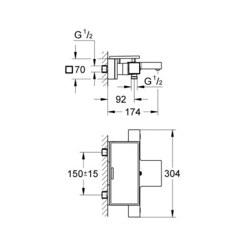 Термостатический смеситель для ванны Grohe Grohtherm Cube 34502000