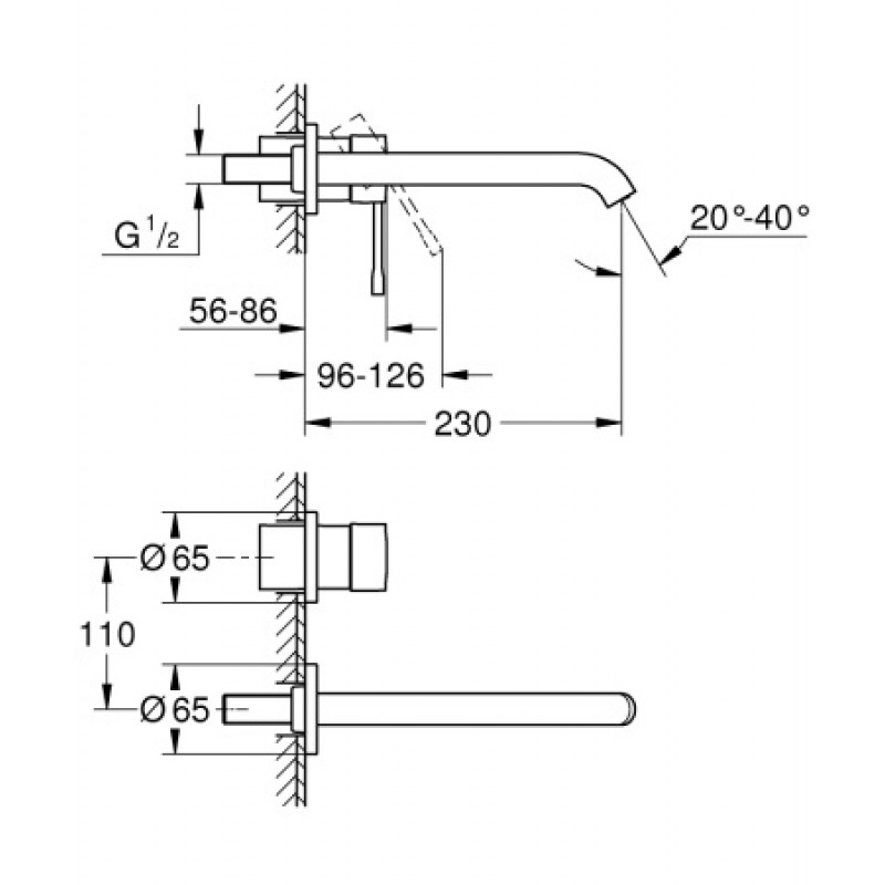 Змішувач для раковини вбудований Grohe Essence L (зовнішня частина) 19967001