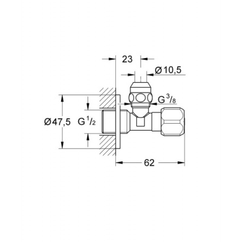 Сантехнический кран угловой Grohe 1/2х3/8 з цангою (упаковка 10 шт)