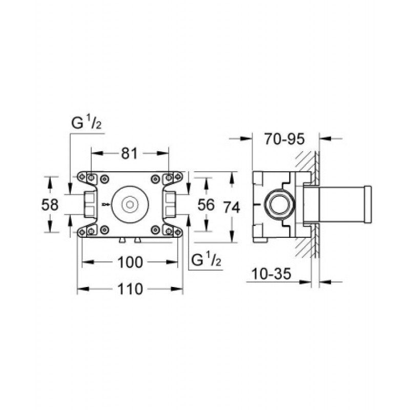 Встраиваемый механизм для скрытого монтажа Grohe Grohtherm 35034000