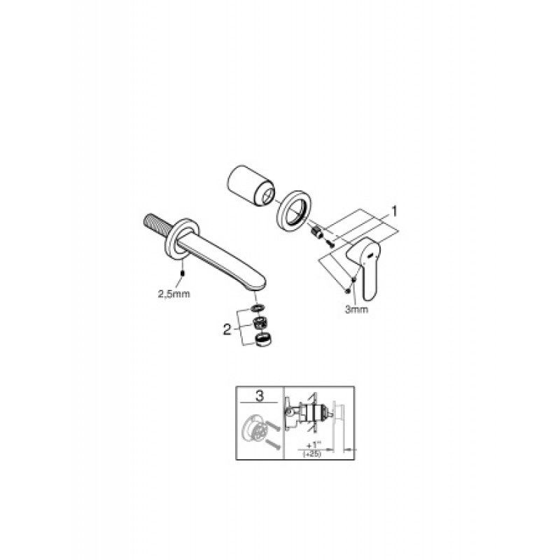Смеситель для раковины встроенный Grohe Eurostyle Cosmopolitan (наружная часть) 19571002