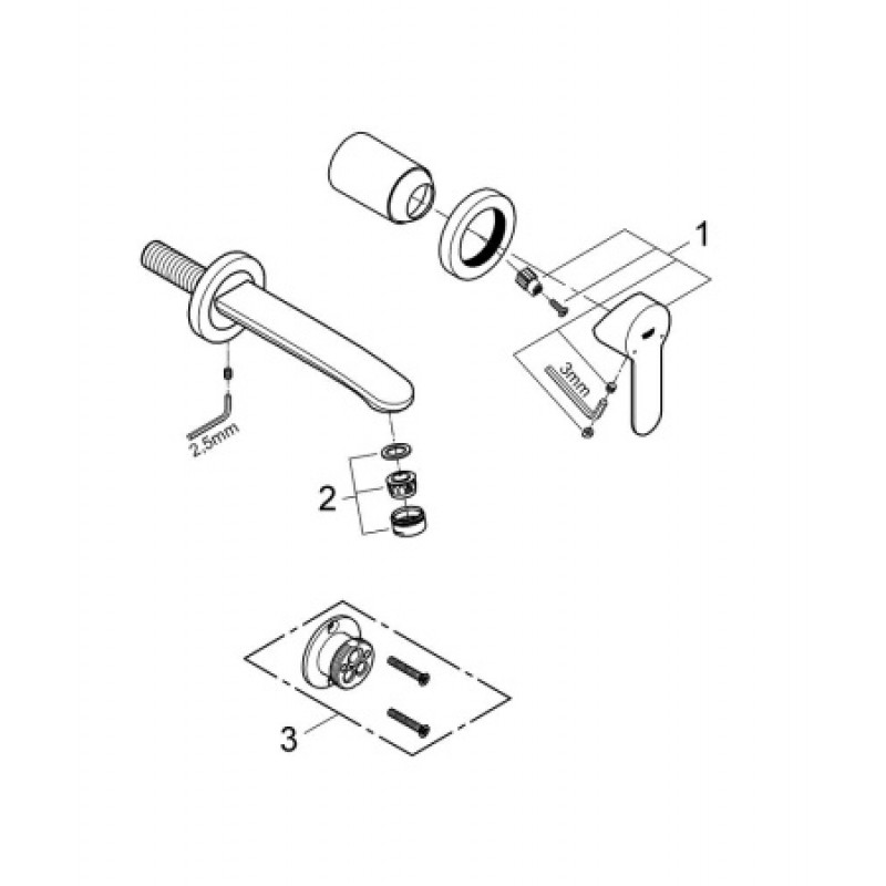 Смеситель для раковины встроенный Grohe Eurostyle Cosmopolitan (наружная часть) 19571002