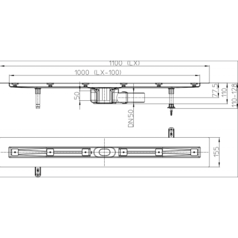 Душевой канал HL без решетки HL50F.0/110
