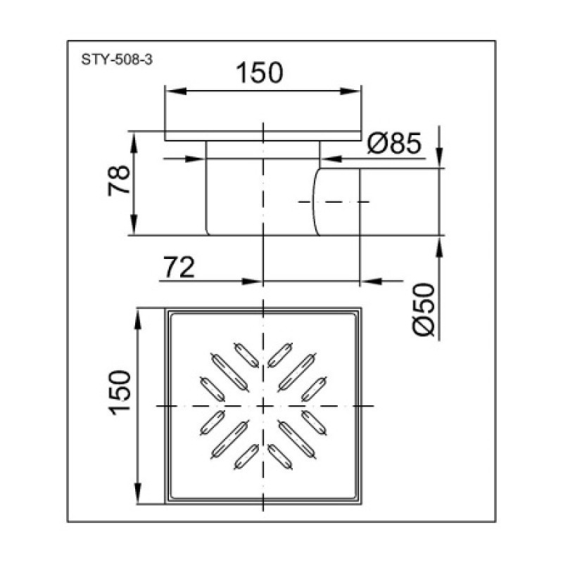 Однокорпусный трап Styron c решеткой STY-508-3