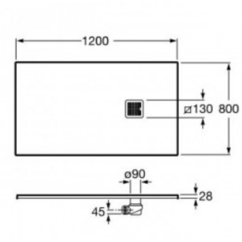 Душевой поддон ROCA Terran STONEX 1200х800х28 AP014B032001200
