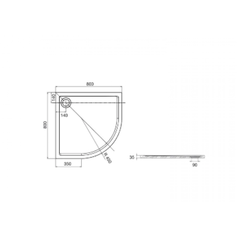 Душовий піддон ROCA Aeron STONEX 800х800х35 R450 A276283100